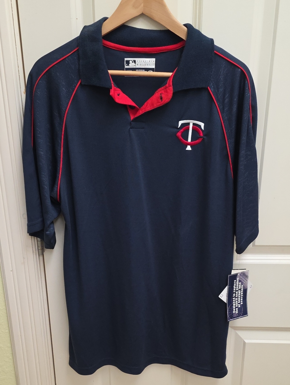Majestic Navy Polo with Red Piping and Embroidered TC Logo